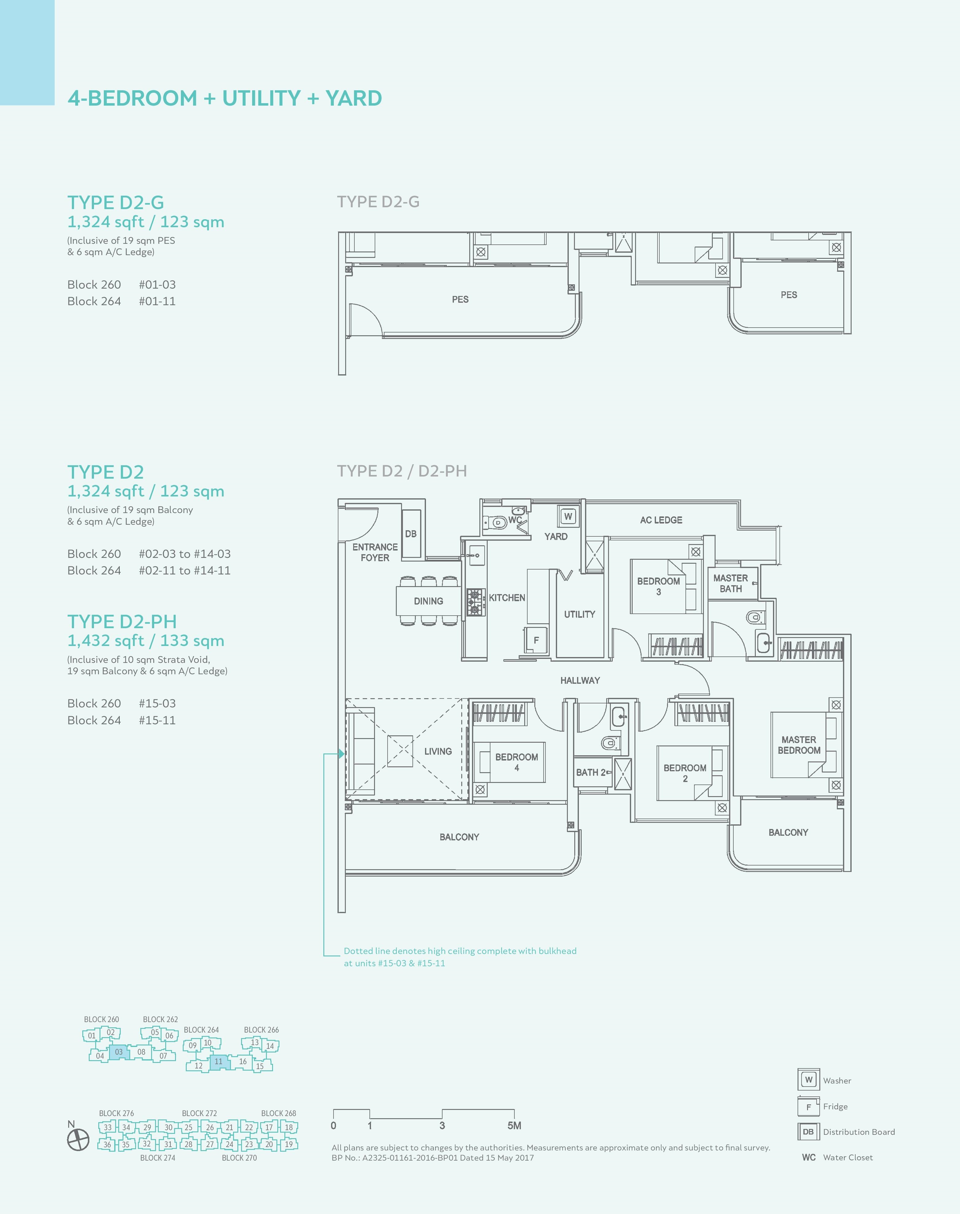 Hundred Palms Residences 4 Bedroom + Utility + Yard Type D2, D2-G, D2-PH Floor Plans